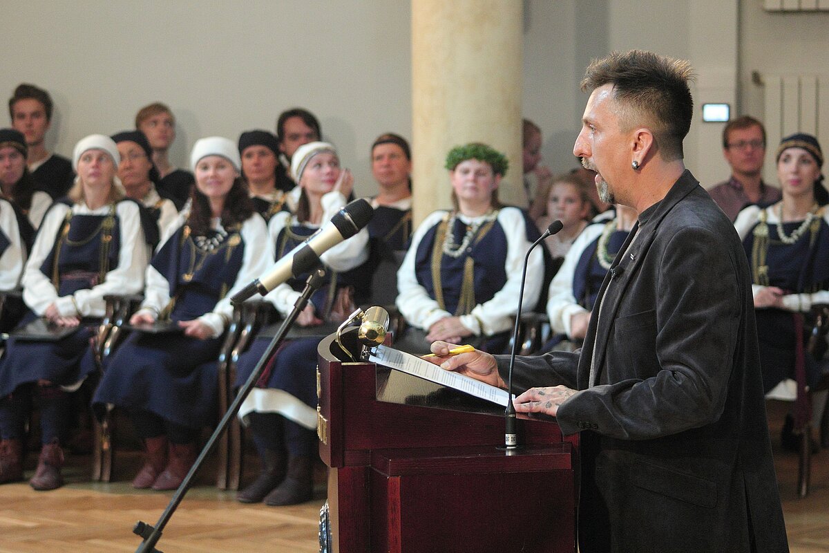LU Lībiešu institūta vadītājs Valts Ernštreits. © Foto: Toms Grīnbergs, Latvijas Universitātes Komunikācijas departaments.