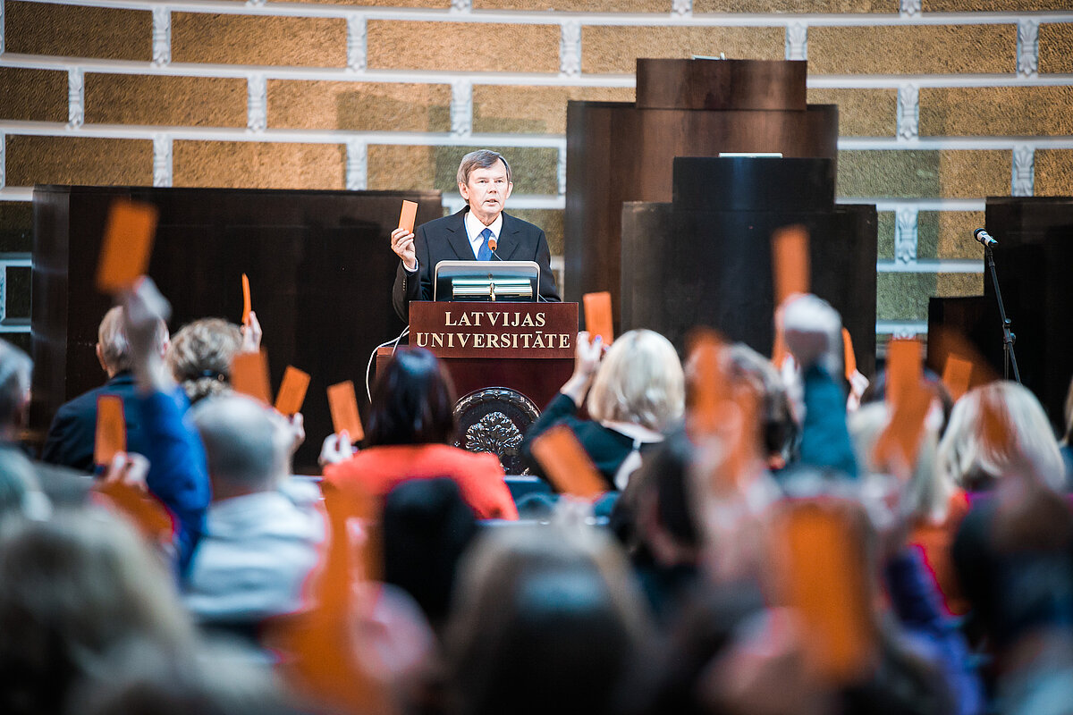 Satversmes sapulce 2019. gadā. © Foto: Toms Grīnbergs, Latvijas Universitātes Komunikācijas departaments.
