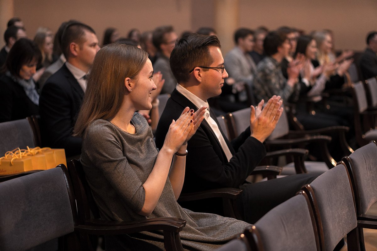 Svinīgā LU fonda stipendiātu sumināšana 2018. gadā. Foto: Emīls Trauliņš.
