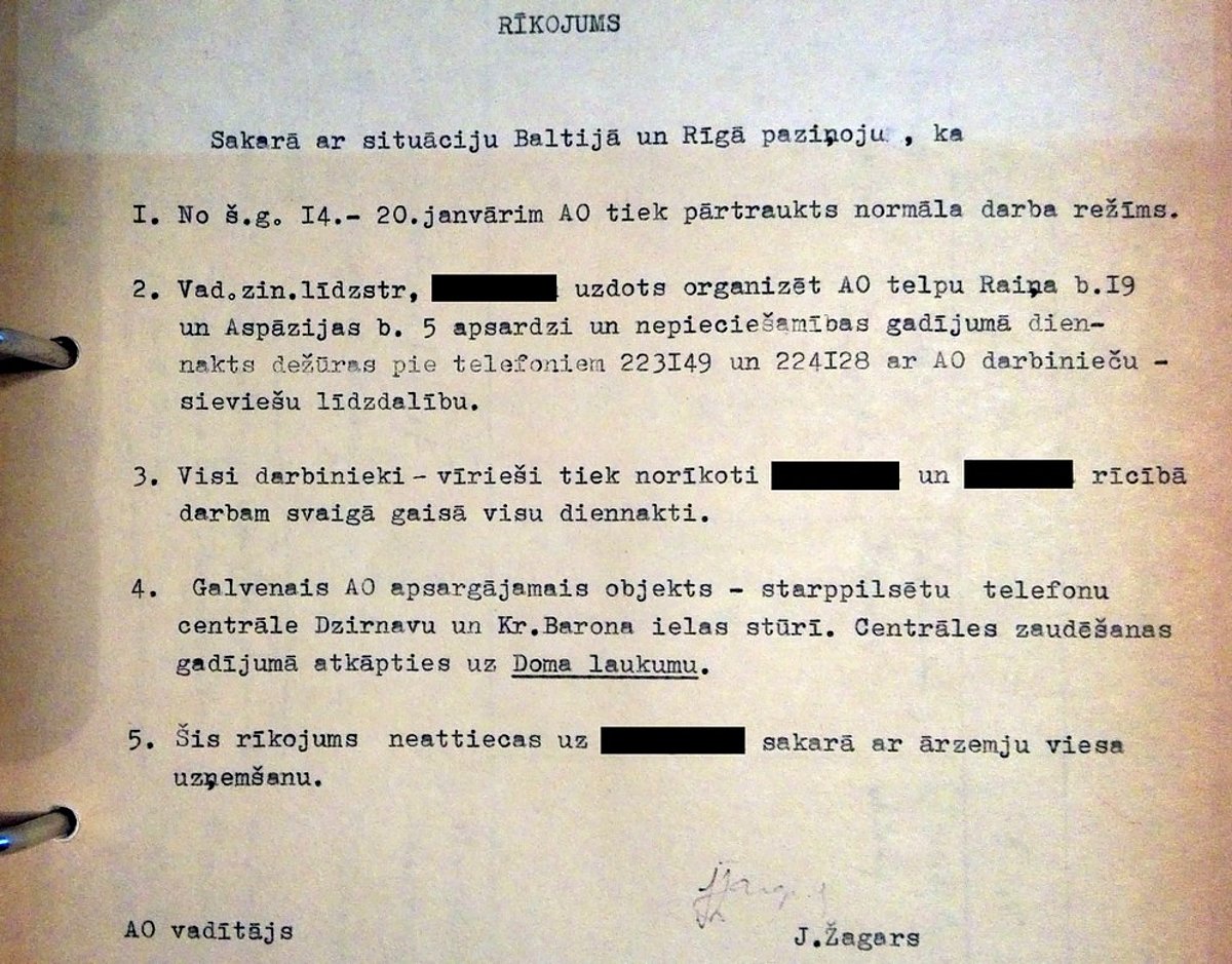 Astronomiskās observatorijas vadītāja Jura Žagara 1991. gada 14. janvārī izdots rīkojums. Astronomiskās observatorijas vadītāja Jura Žagara 1991. gada 14. janvārī izdots rīkojums.